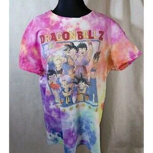 Dragon Ball Z T-Shirt Unisex Large Multicolor Tie Dye Anime Crew Neck Classic